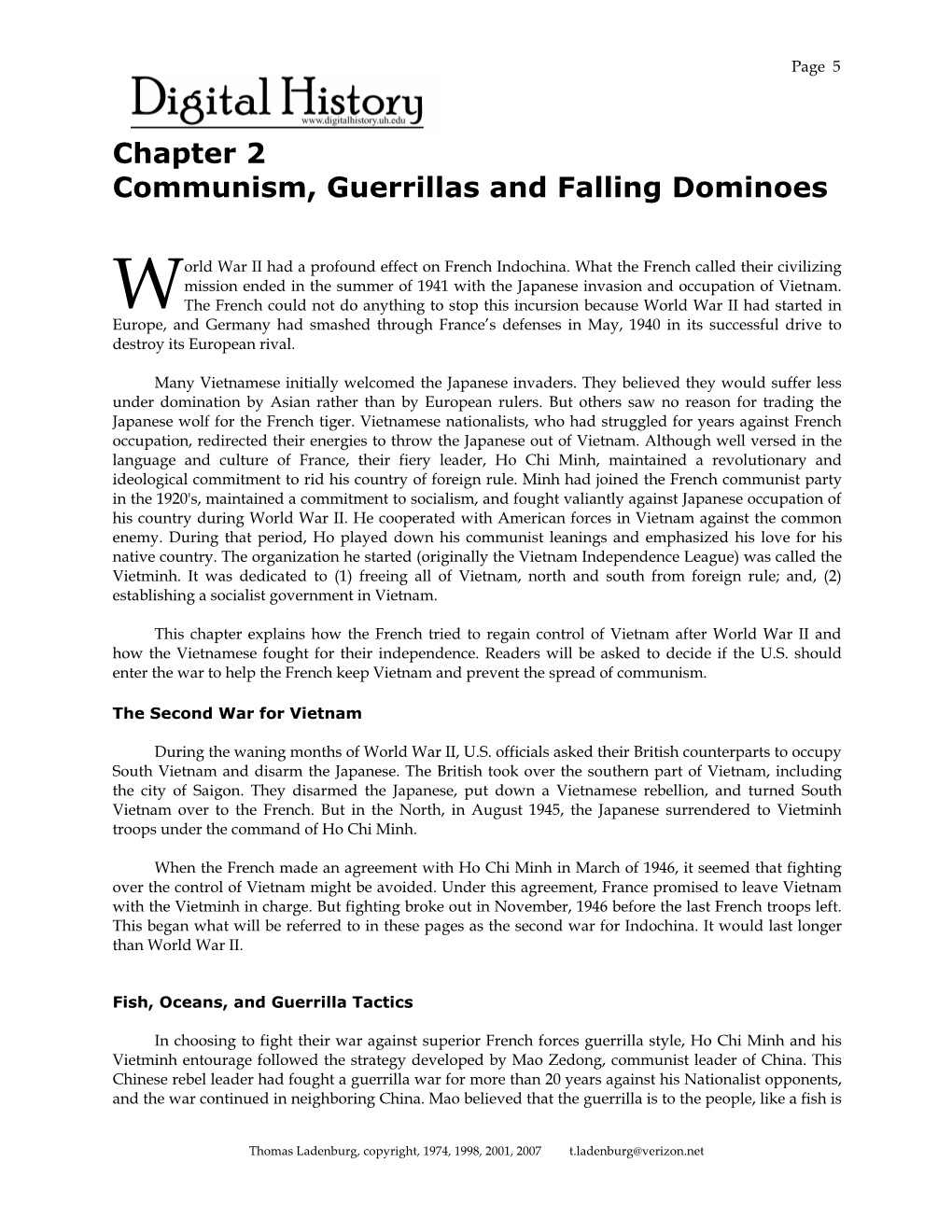 Chapter 2 Communism, Guerrillas and Falling Dominoes