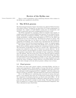 Review of the Rybka Case 1 the ICGA Process