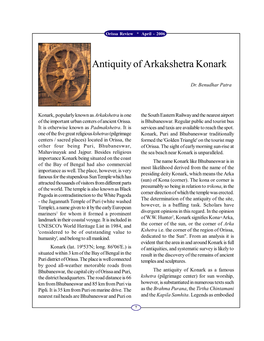 Antiquity of Arkakshetra Konark