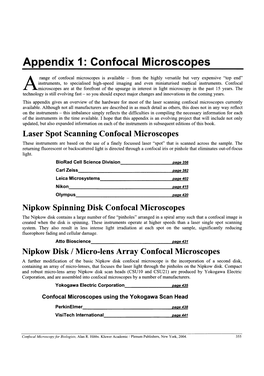 Appendix 1: Confocal Microscopes