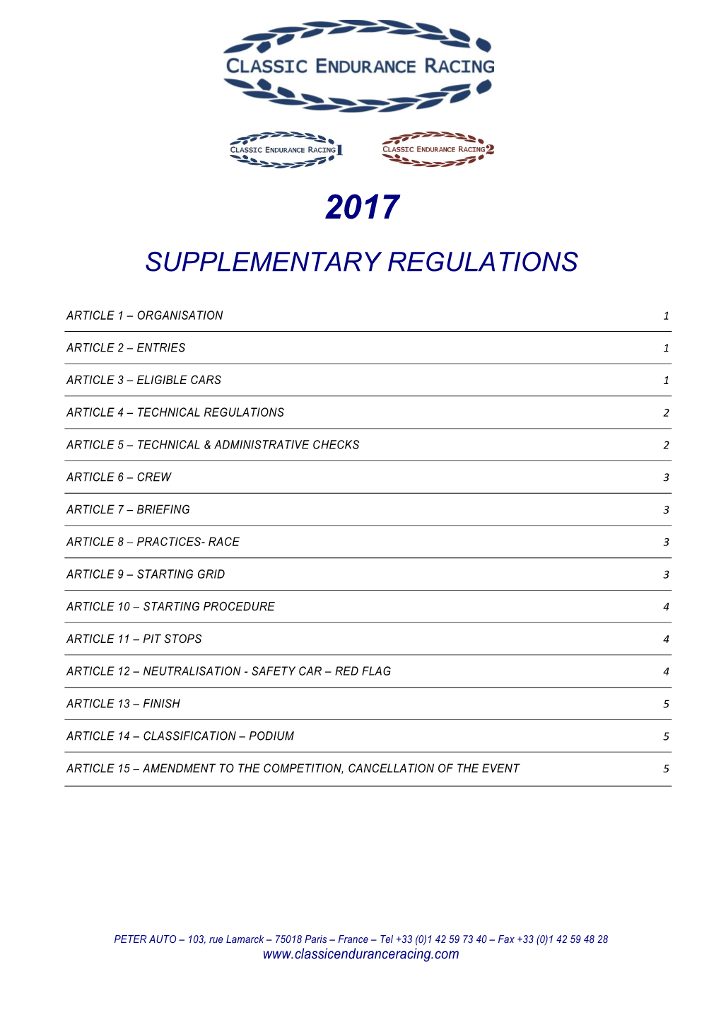 Supplementary Regulations