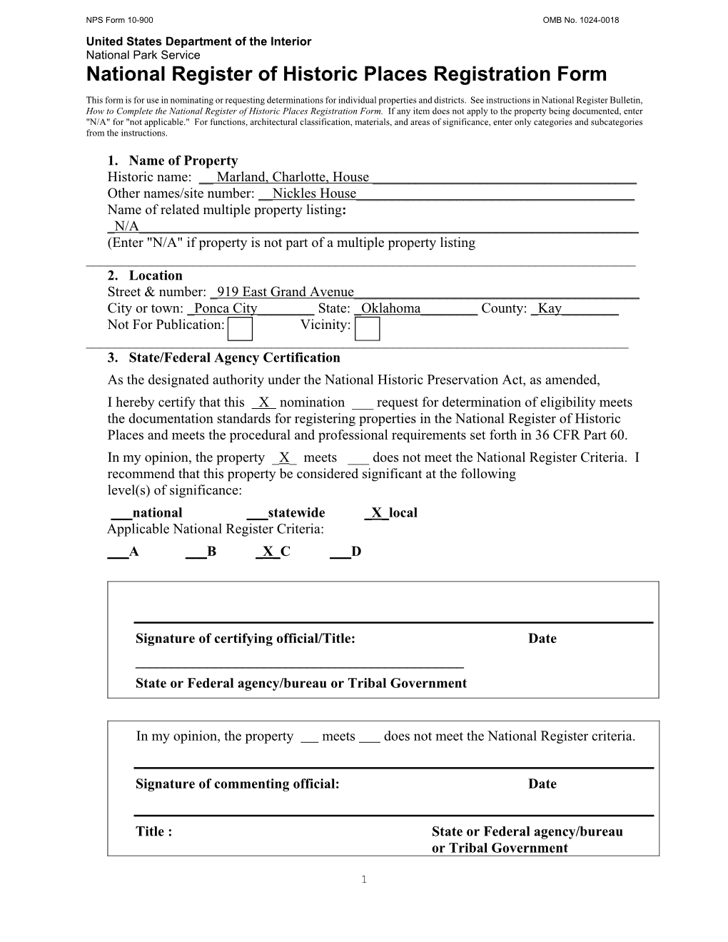 National Register of Historic Places Registration Form