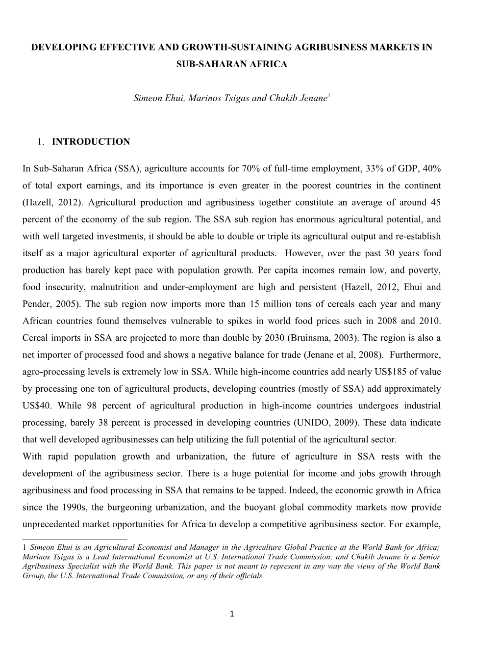 Developing Effective and Growth-Sustaining Agribusiness Markets in Sub-Saharan Africa