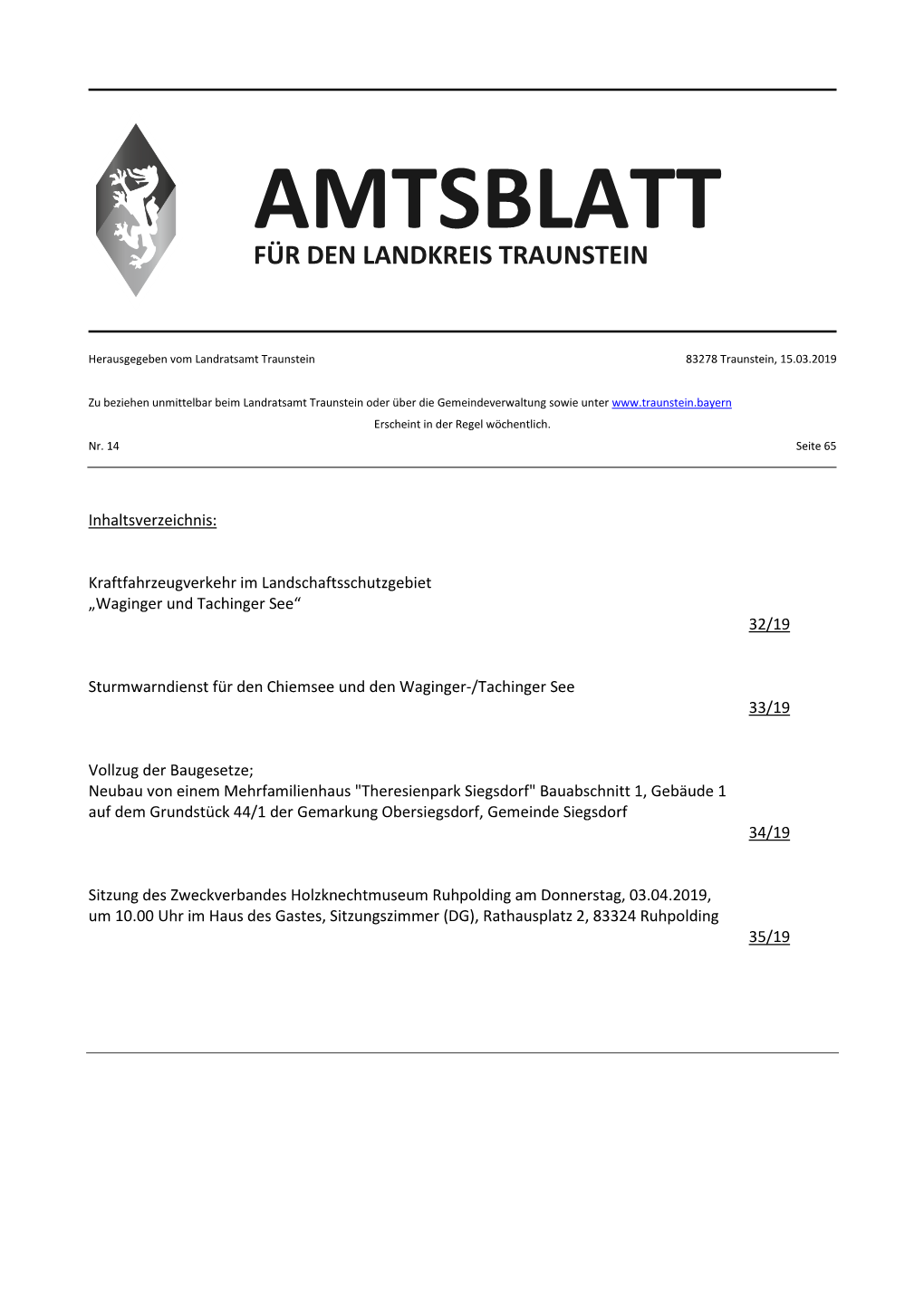 Amtsblatt Für Den Landkreis Traunstein