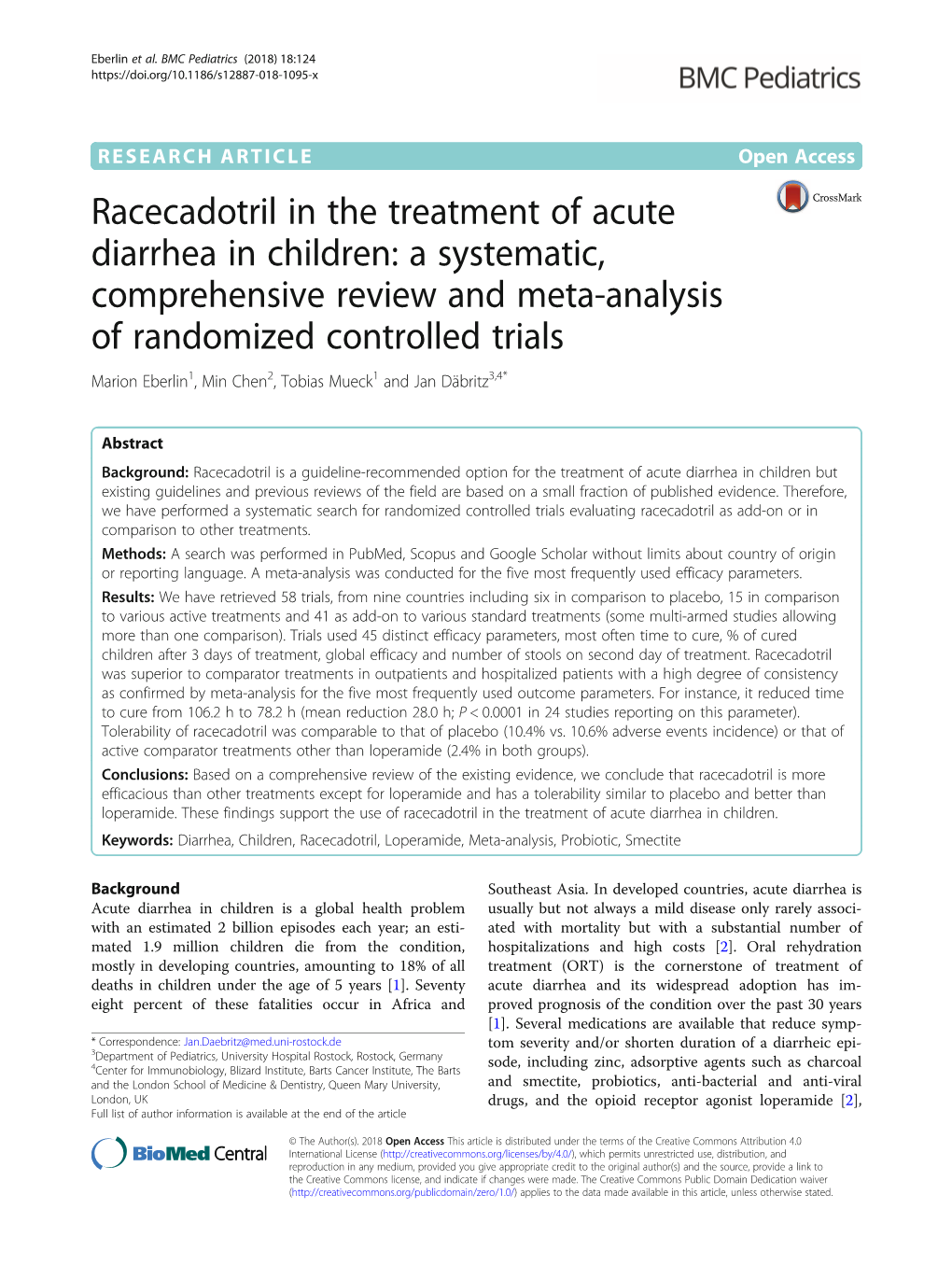 Racecadotril in the Treatment of Acute Diarrhea in Children