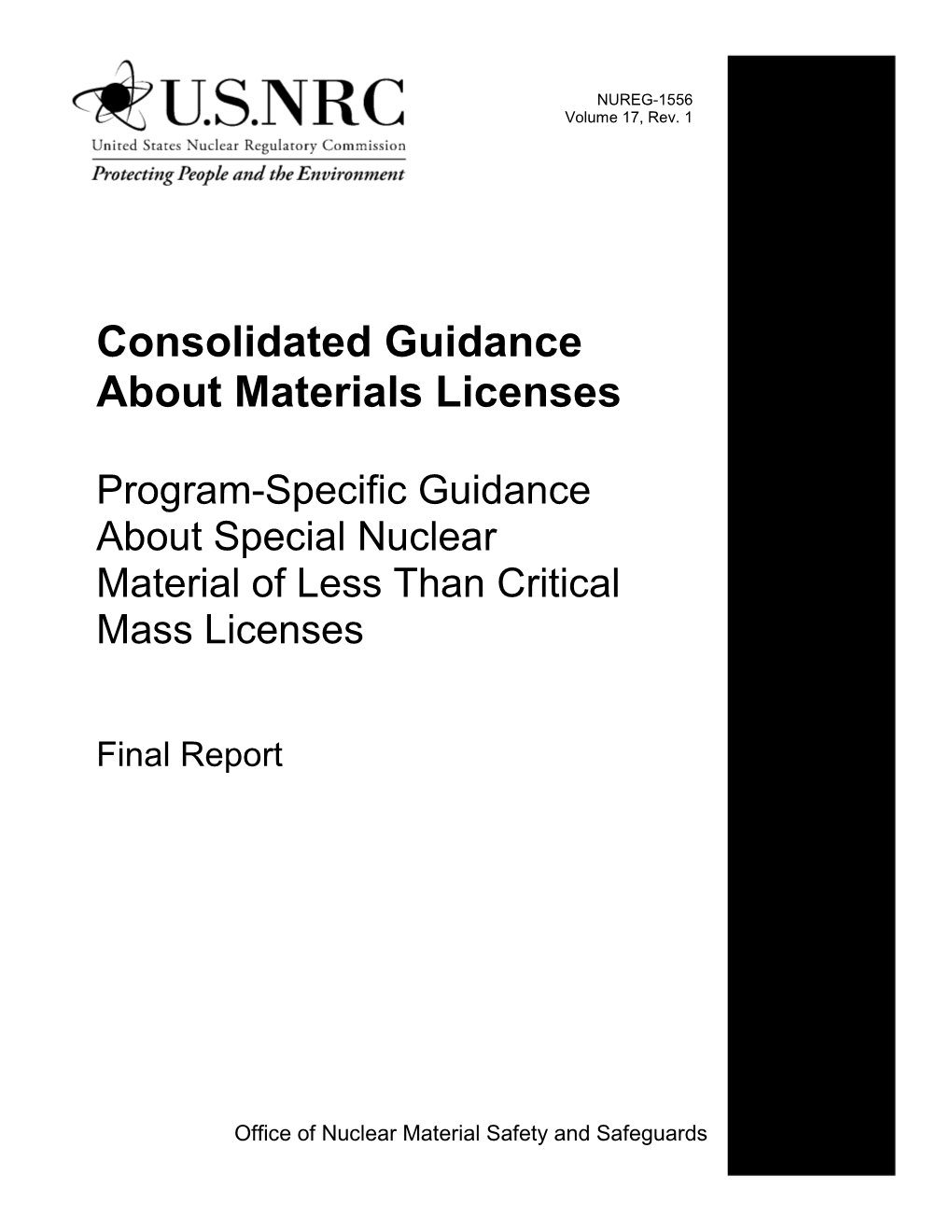 Program-Specific Guidance About Special Nuclear Material of Less Than Critical Mass Licenses