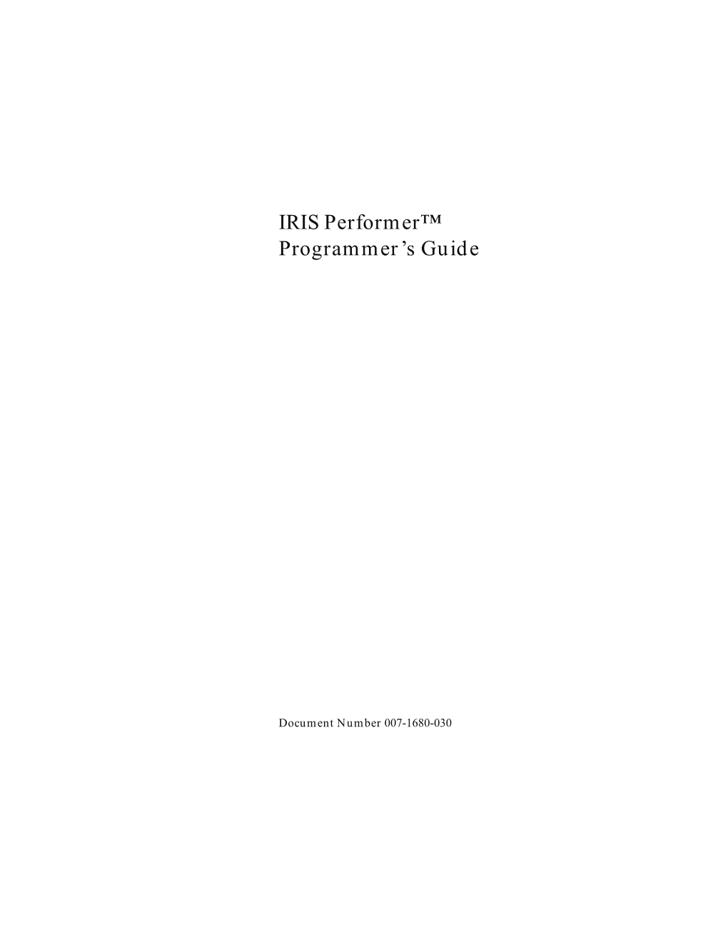 IRIS Performer™ Programmer's Guide