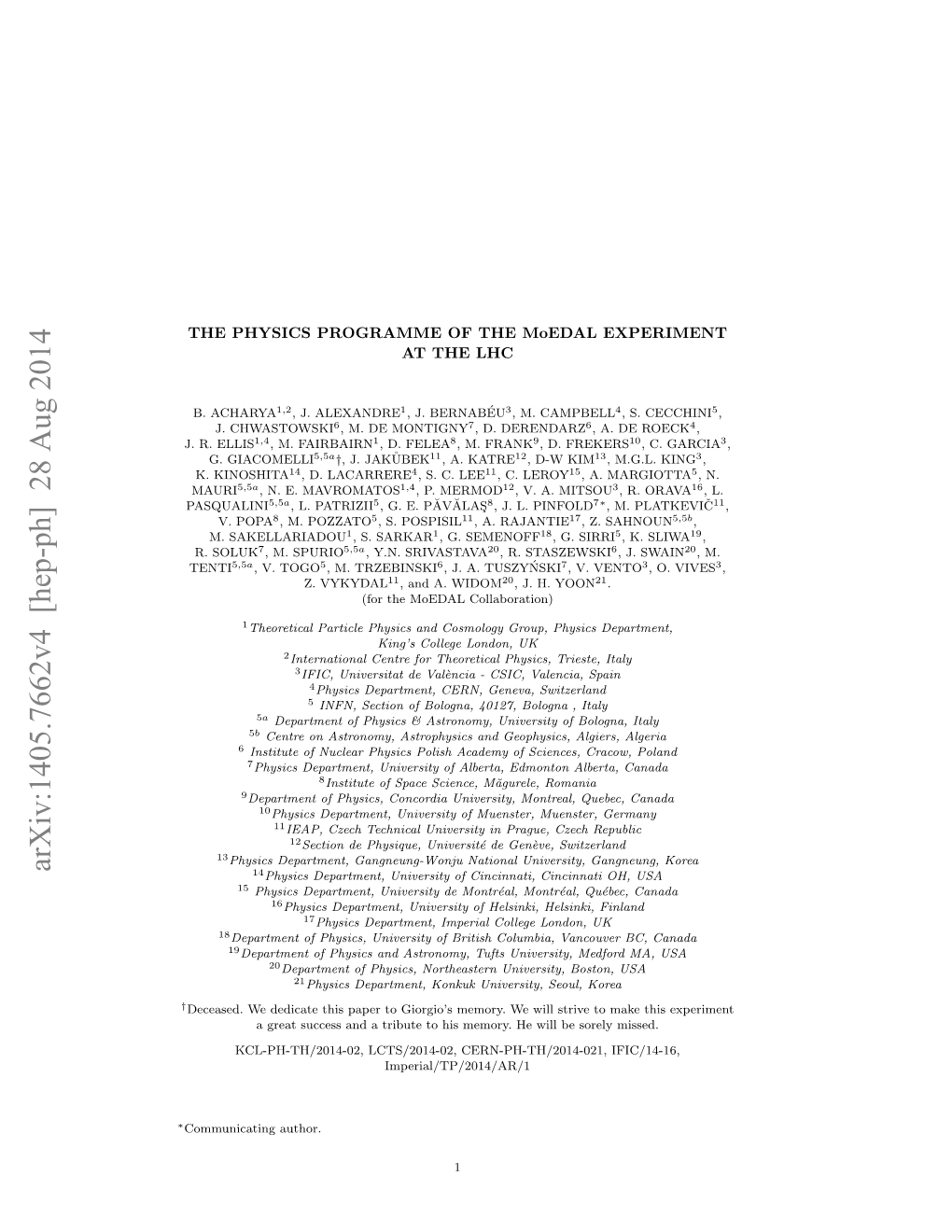 Arxiv:1405.7662V4 [Hep-Ph] 28 Aug 2014