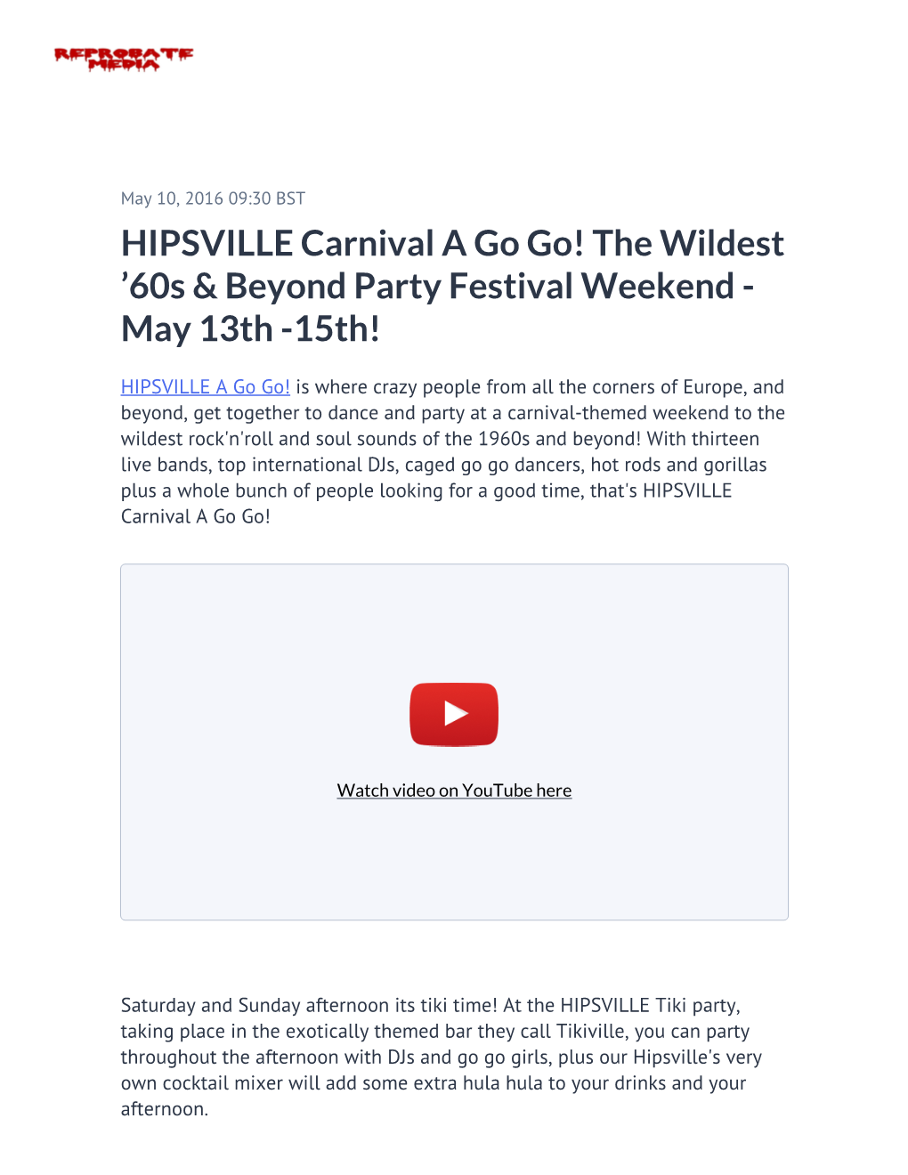 HIPSVILLE Carnival a Go Go! the Wildest '60S & Beyond Party