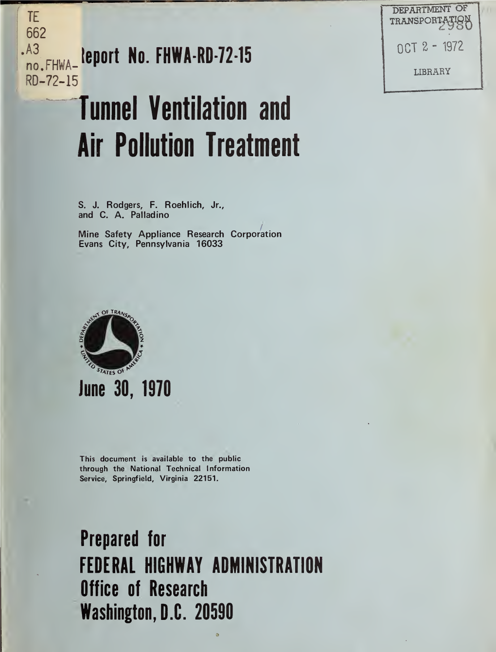 Tunnel Ventilation and Air Pollution Treatment Date of Preparation 6