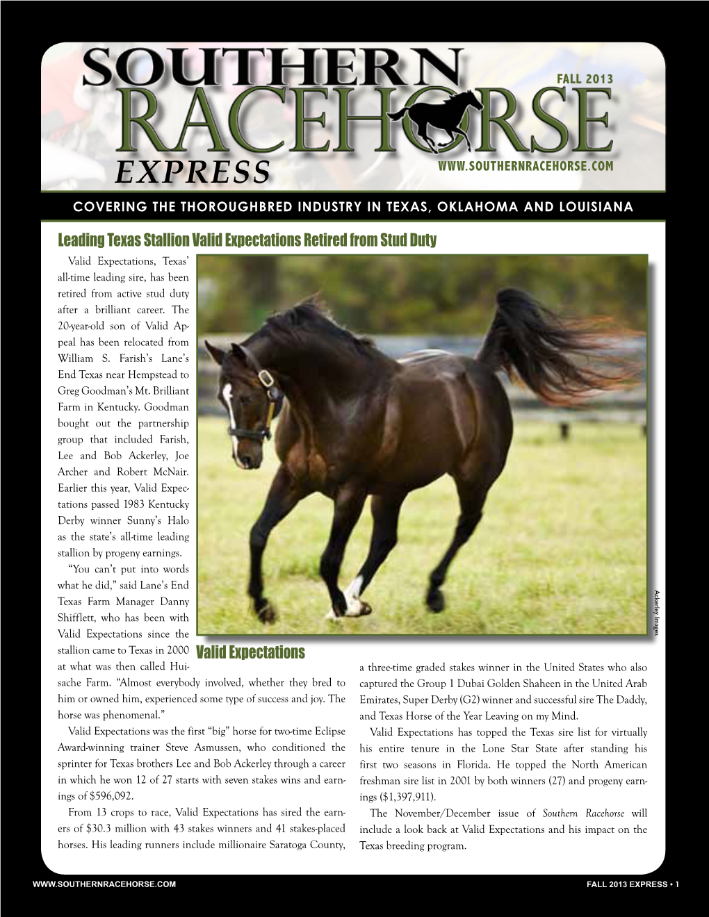 EXPRESS COVERING the THOROUGHBRED INDUSTRY in Texas, Oklahoma and Louisiana