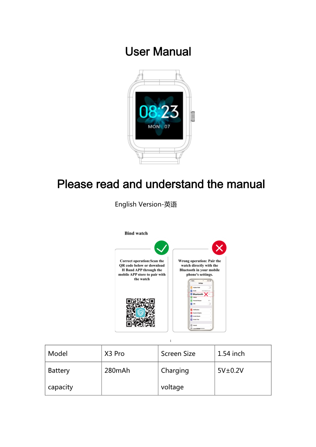 User Manual Please Read and Understand the Manual