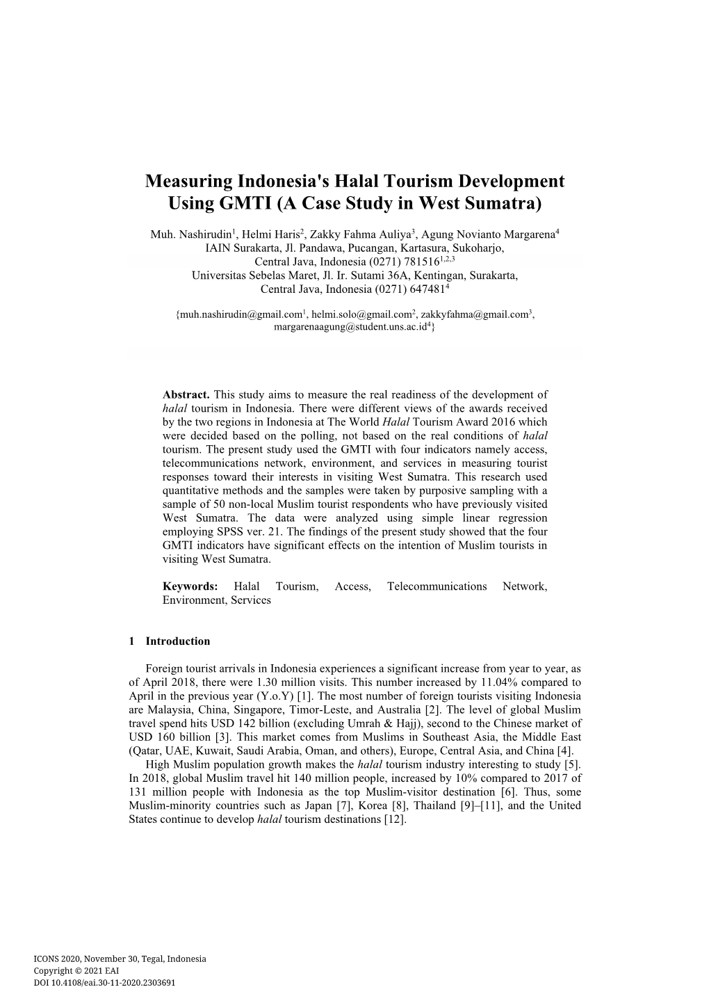 Measuring Indonesia's Halal Tourism Development Using GMTI (A Case Study in West Sumatra)