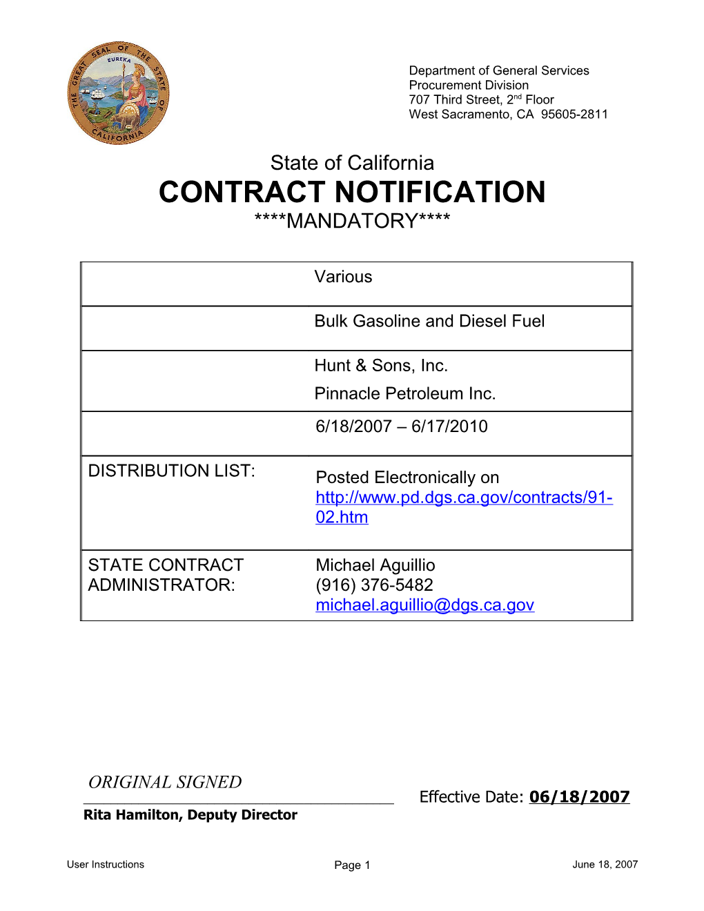 Contract Notification