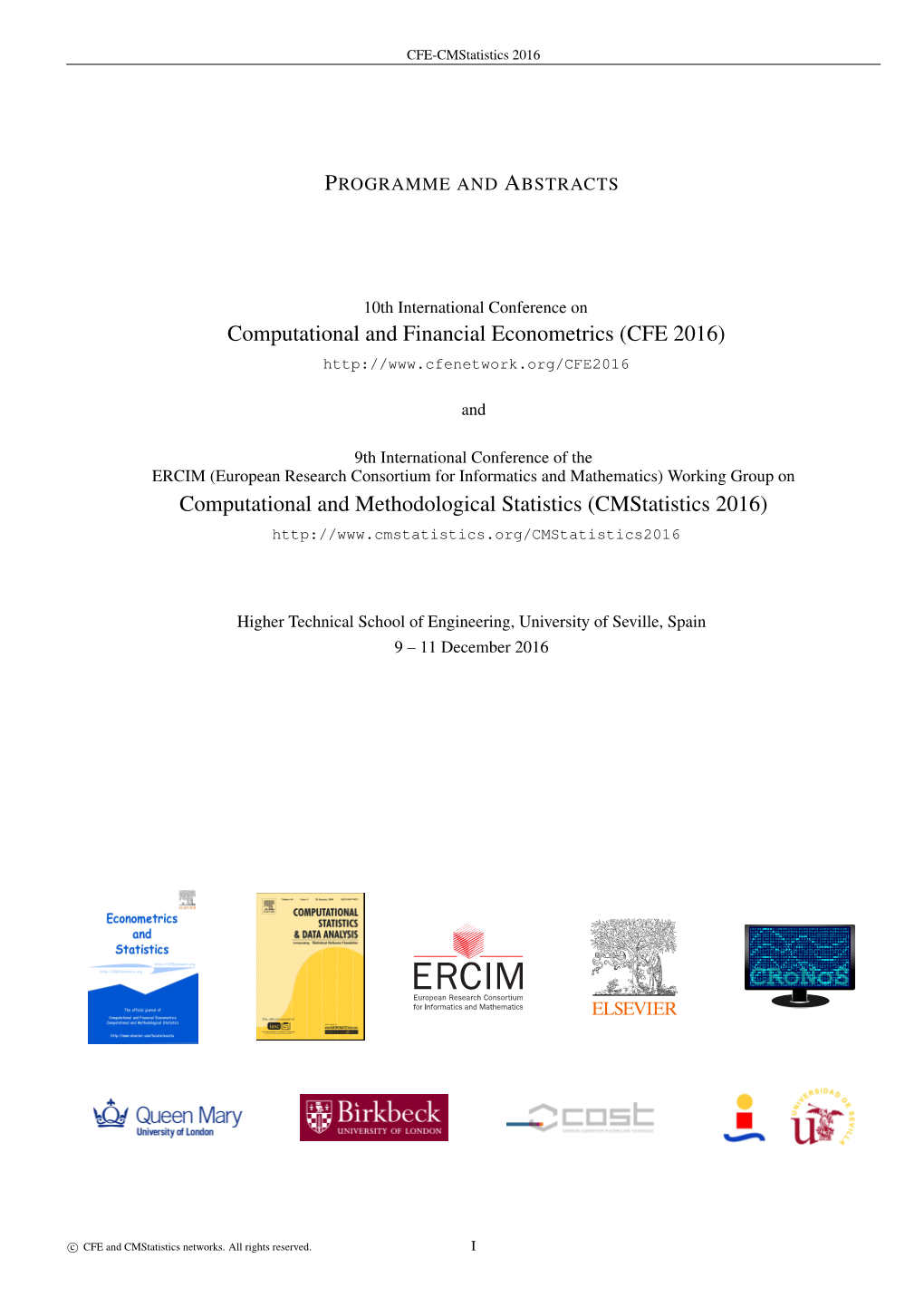 Computational and Financial Econometrics (CFE 2016)