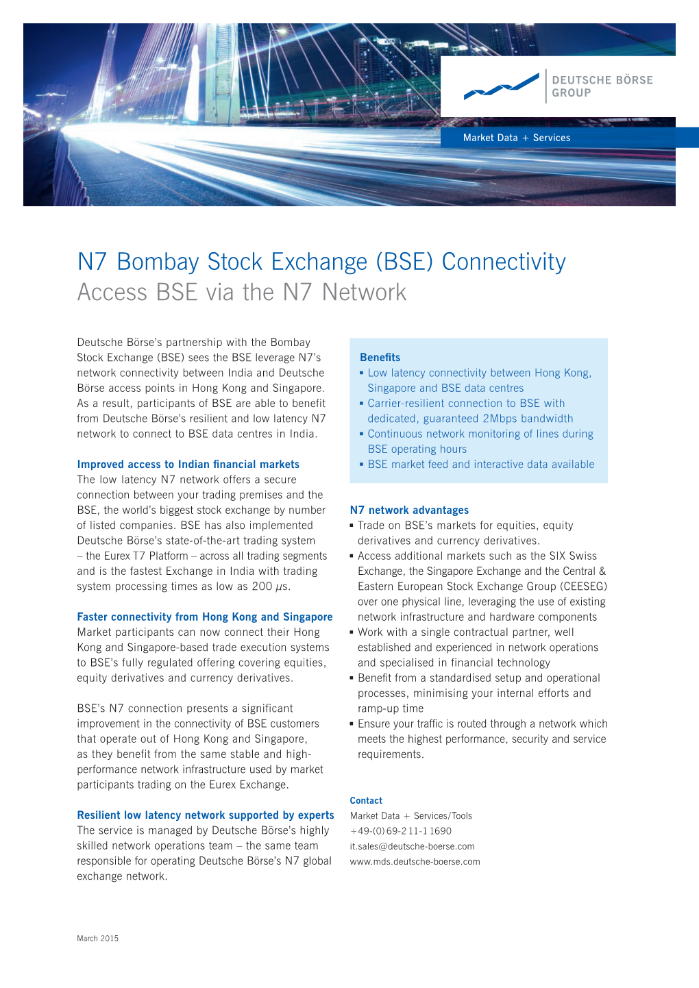 N7 Bombay Stock Exchange (BSE) Connectivity Access BSE Via the N7 Network