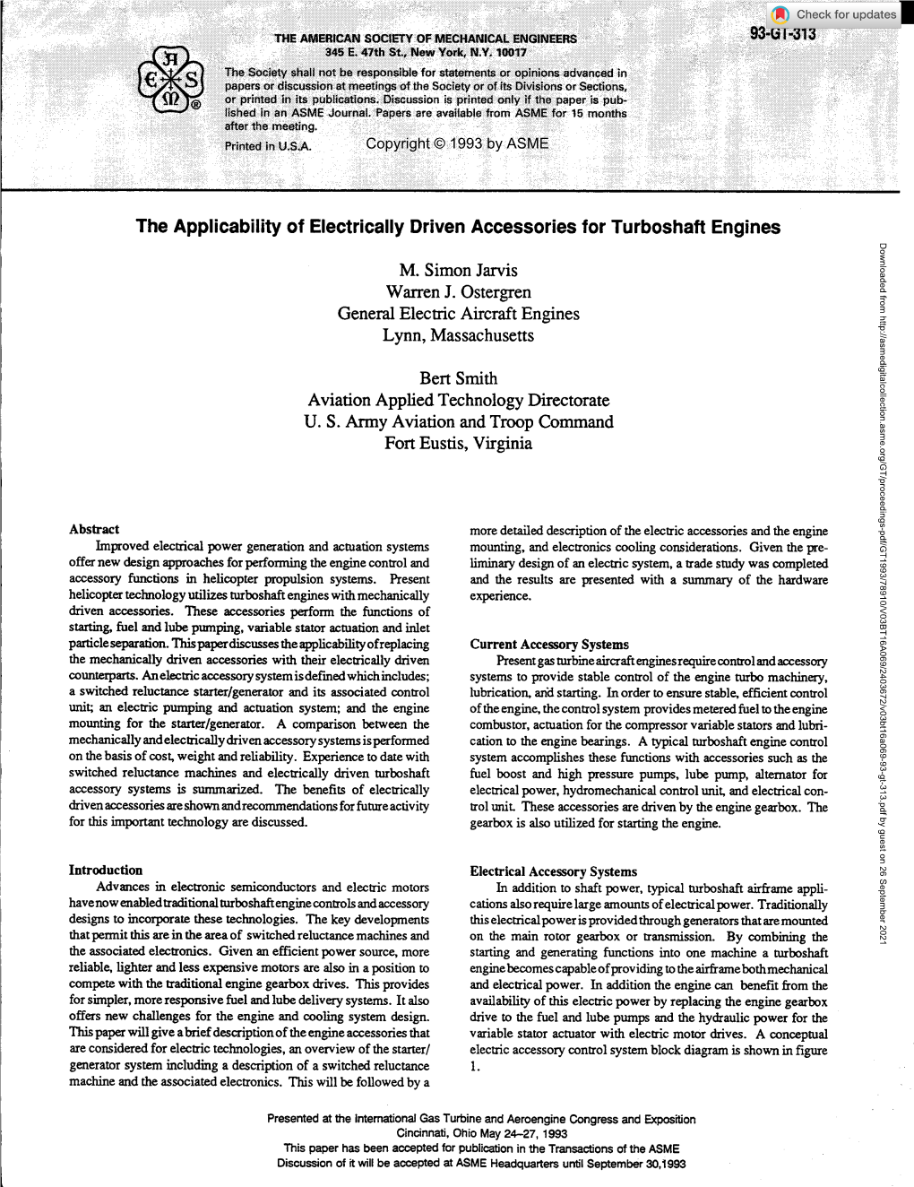 The Applicability of Electrically Driven Accessories for Turboshaft Engines