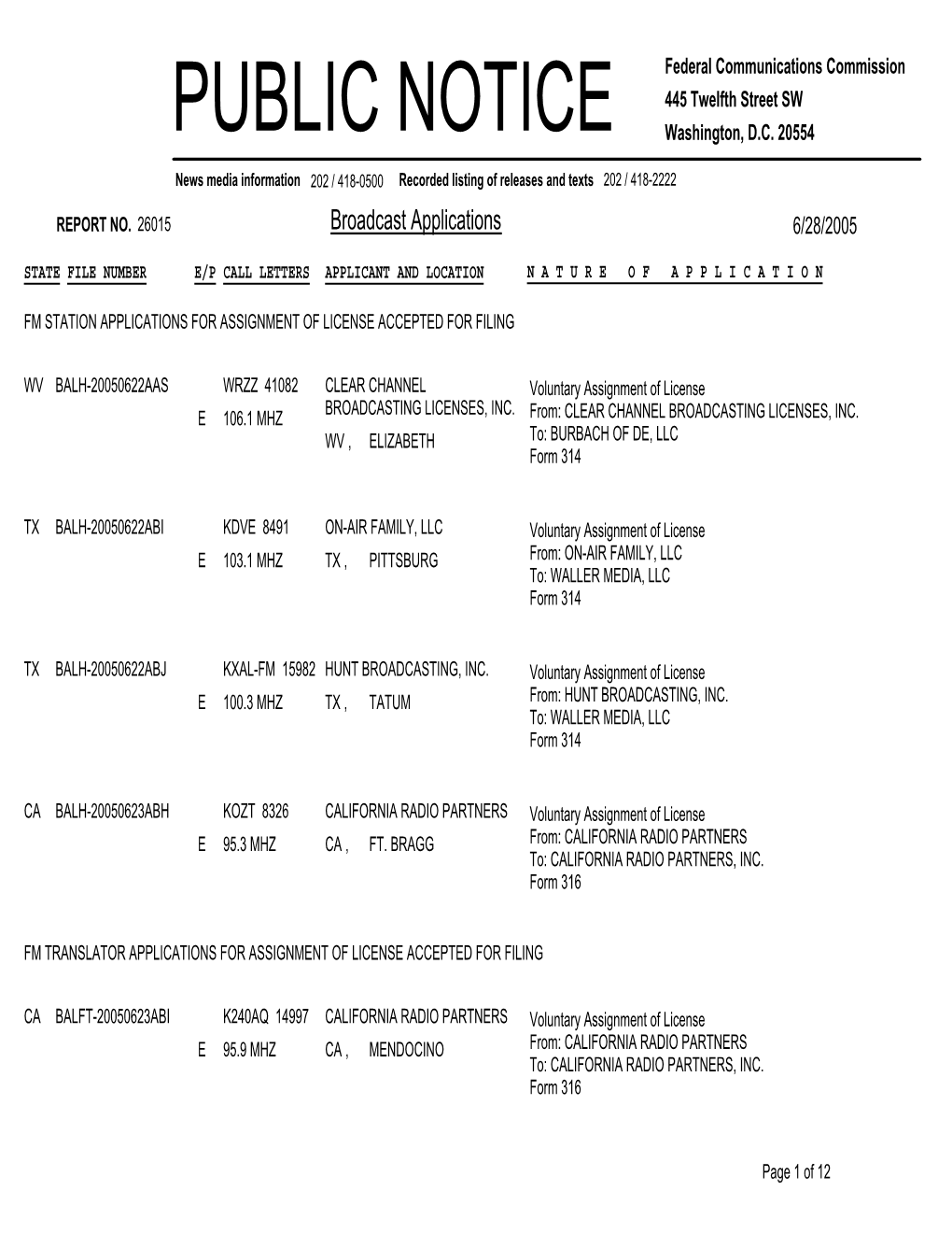 Broadcast Applications 6/28/2005