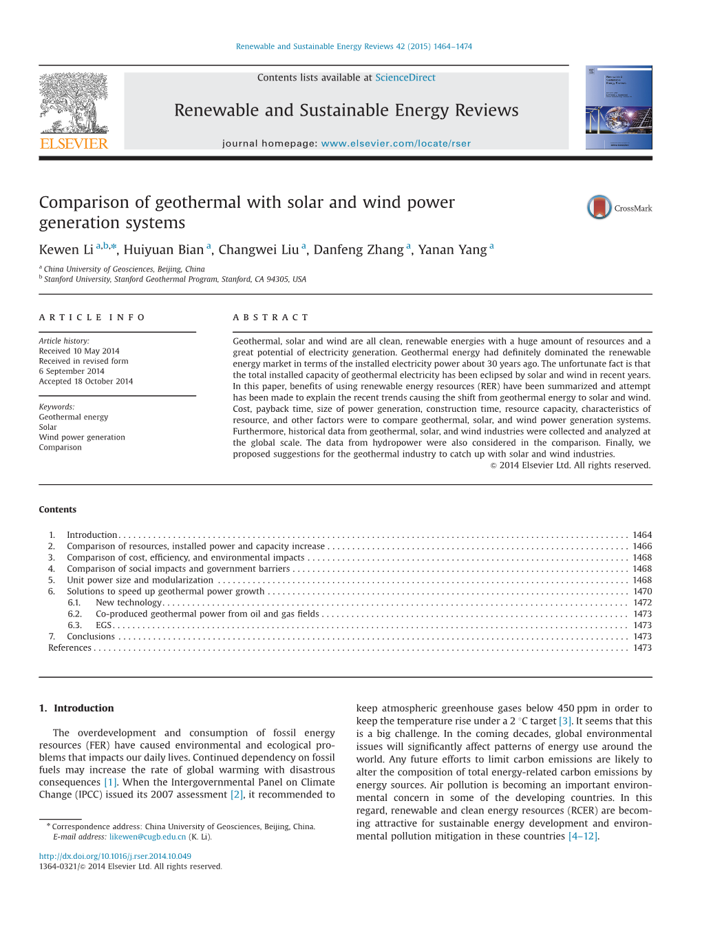 Comparison of Geothermal with Solar and Wind Power Generation Systems