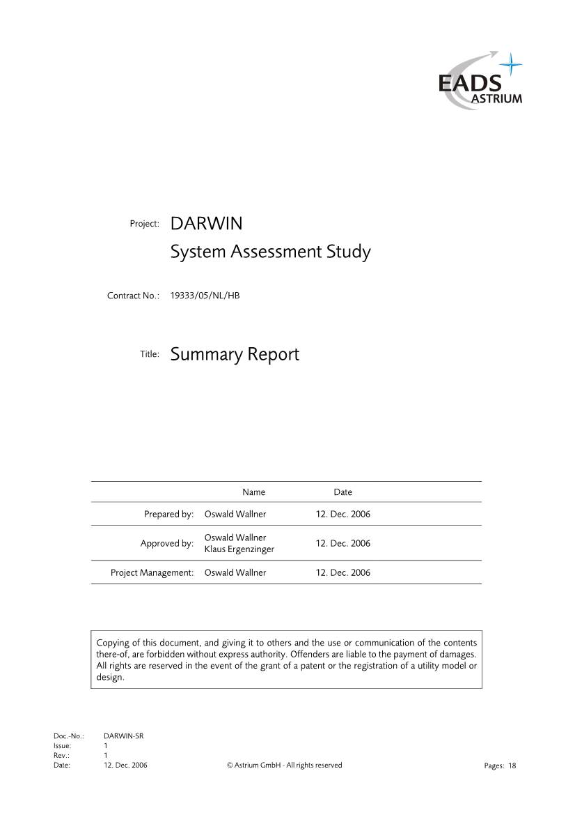 DARWIN System Assessment Study