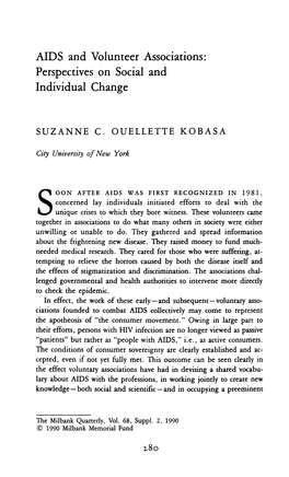 AIDS and Volunteer Associations: Perspectives on Social and Individual Change
