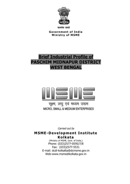 Brief Industrial Profile of PASCHIM MIDNAPUR DISTRICT WEST BENGAL