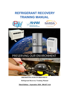 AHAM PSA Refrigerant Training Manual 8 2 WP Comment