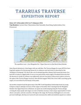 Tararuas Traverse Expedition Report
