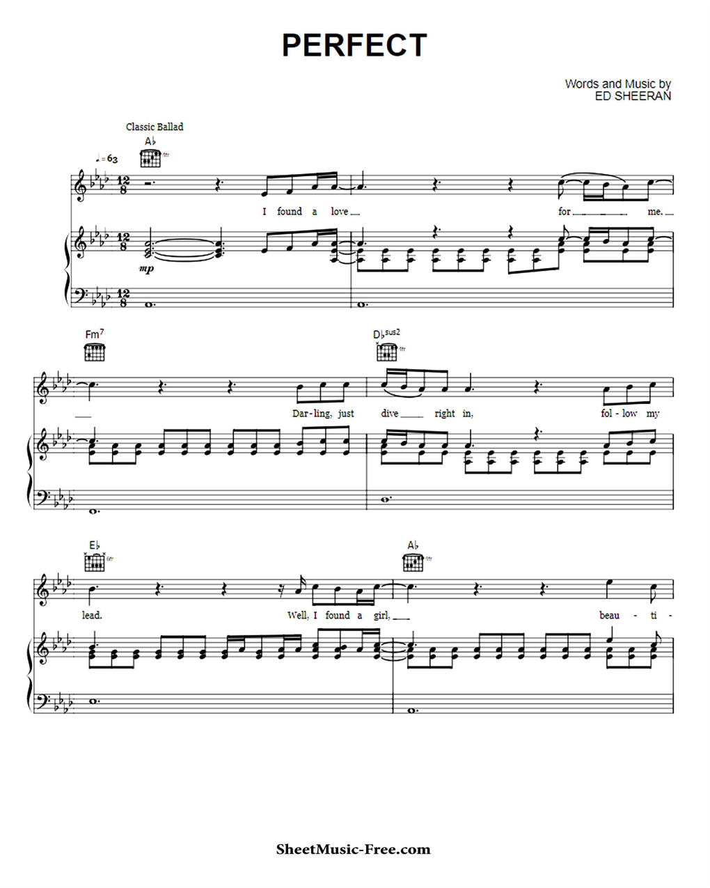 Perfect Sheet Music Ed Sheeran