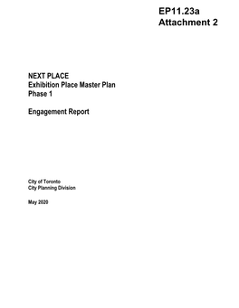 NEXT PLACE Exhibition Place Master Plan Phase 1 Engagement Report