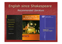 English Since Shakespeare