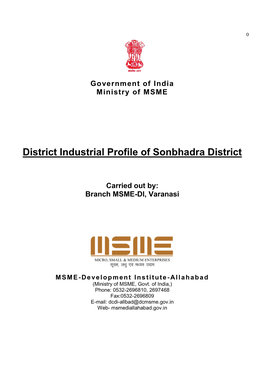 District Industrial Profile of Sonbhadra District