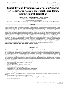 Suitability and Prominent Analysis on Proposal for Constructing a Dam on Wakal River Basin