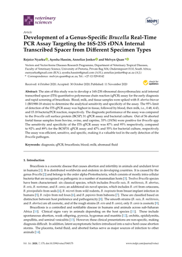 Development of a Genus-Specific Brucella Real-Time PCR Assay