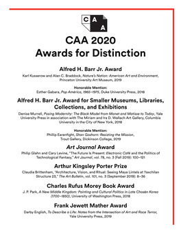 CAA 2020 Awards for Distinction in Publication: Shortlisted Books