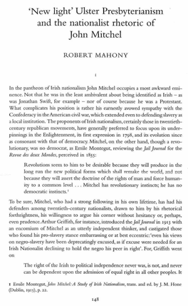 Ulster Presbyterianism and the Nationalist Rhetoric of John Mitchel