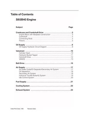 Table of Contents S65B40 Engine