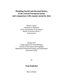 Modeling Burial and Thermal History of the Central European Basins and Comparison with Organic Maturity Data