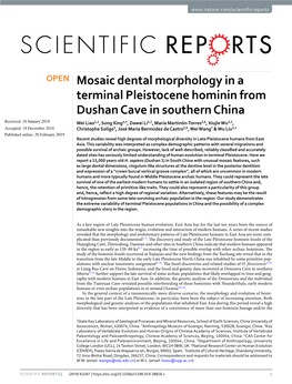 Mosaic Dental Morphology in a Terminal Pleistocene Hominin From