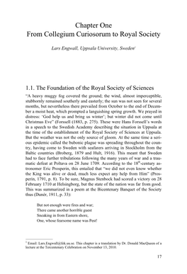 Chapter One from Collegium Curiosorum to Royal Society