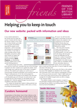 Friends Newsletter Autumn 2012 V1:Layout 1 16/08/2012 11:48 Page 2