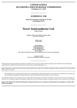 Tower Semiconductor Ltd. (Name of Issuer)