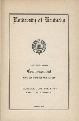 College of Law Commencement Program, 1916