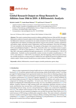 Global Research Output on Sleep Research in Athletes from 1966 to 2019: a Bibliometric Analysis