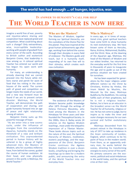 The World Teacher Is Now Here
