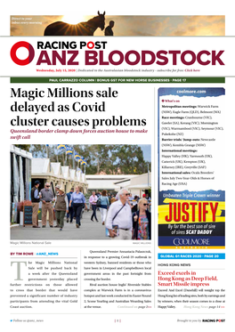 Magic Millions Sale Delayed As Covid Cluster Causes Problems | 2 | Wednesday, July 15, 2020