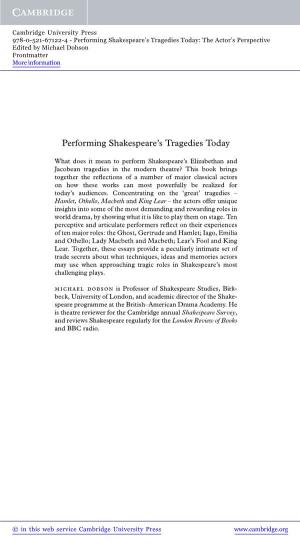 Performing Shakespeare's Tragedies Today