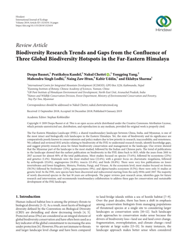 Biodiversity Research Trends and Gaps from the Confluence of Three Global Biodiversity Hotspots in the Far-Eastern Himalaya