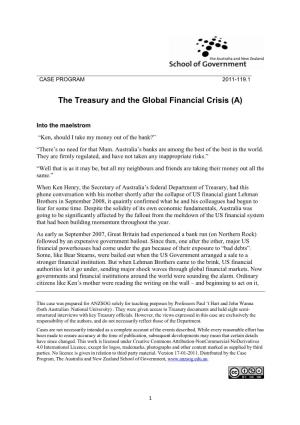 The Treasury and the Global Financial Crisis (A)