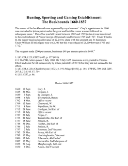 The Buckhounds 1660-1837